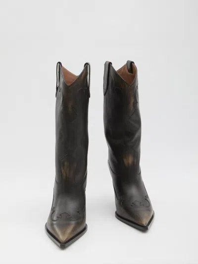 Paris Texas Western Inspired Mid-calf Stiletto Boots In Animal Print