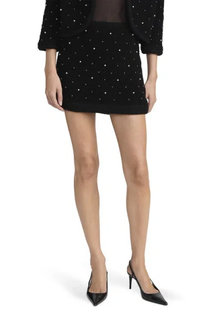 Frame The Embellished Knit Wool Blend Miniskirt In Black