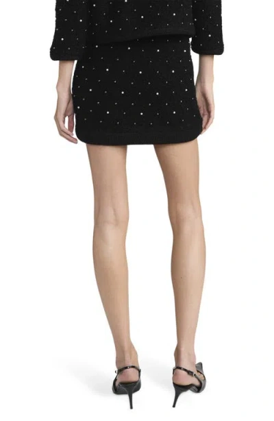 Frame The Embellished Knit Wool Blend Miniskirt In Black
