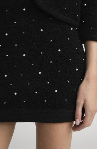 Frame The Embellished Knit Wool Blend Miniskirt In Black