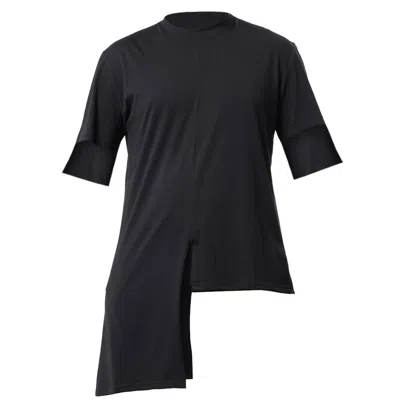 Metamorphoza Mens Cotton Asymmetrical T-shirt In Black In Black