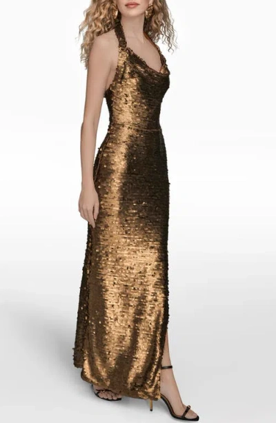 Donna Karan Women's Sleeveless Halter Dress In Brown