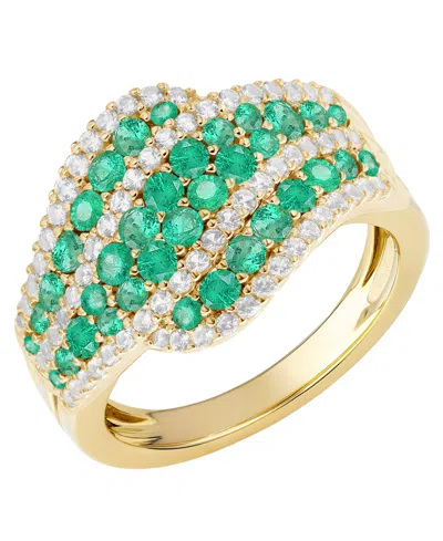 Macy's Emerald (1 Ct. T.w.) And Diamond (1/2 Ct. T.w.) Ring In 14k Gold (also In 14k White Gold Sapphire &  In Gold