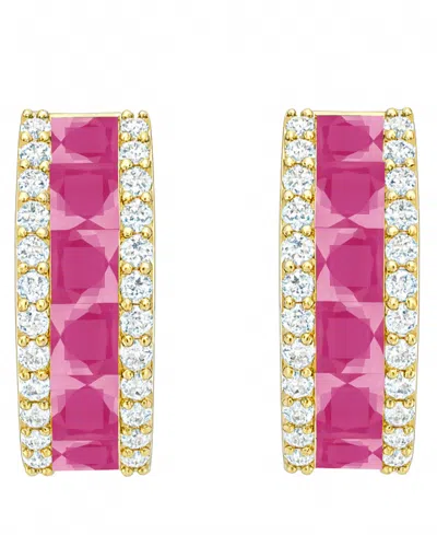 Macy's Emerald (1-1/3 Ct. T.w.) And Diamond (1/4 Ct. T.w.) Earrings In 14k White Gold In Gold