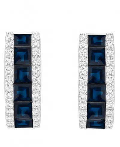 Macy's Emerald (1-1/3 Ct. T.w.) And Diamond (1/4 Ct. T.w.) Earrings In 14k White Gold In Metallic