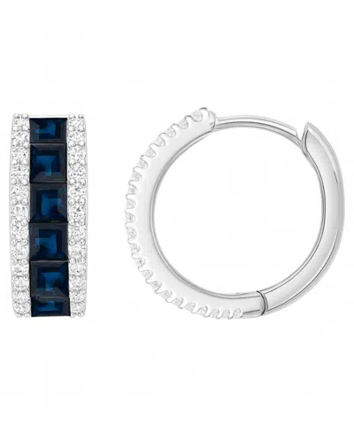 Macy's Emerald (1-1/3 Ct. T.w.) And Diamond (1/4 Ct. T.w.) Earrings In 14k White Gold In Metallic