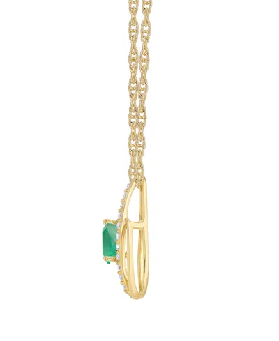 Macy's Emerald (5/8 Ct. T.w.) And Diamond (1/4 Ct. T.w.) Pendant Necklace In 14k Gold (also In 14k White Go In Gold