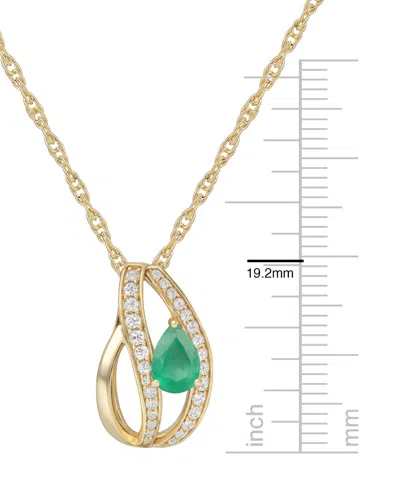 Macy's Emerald (5/8 Ct. T.w.) And Diamond (1/4 Ct. T.w.) Pendant Necklace In 14k Gold (also In 14k White Go In Gold