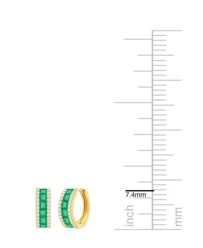 Macy's Emerald (1-1/3 Ct. T.w.) And Diamond (1/4 Ct. T.w.) Earrings In 14k White Gold In Green