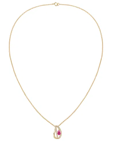 Macy's Emerald (5/8 Ct. T.w.) And Diamond (1/4 Ct. T.w.) Pendant Necklace In 14k Gold (also In 14k White Go In Gold