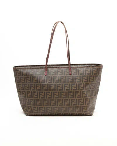 Fendi Large Zucca Roll Tote Bag In Brown