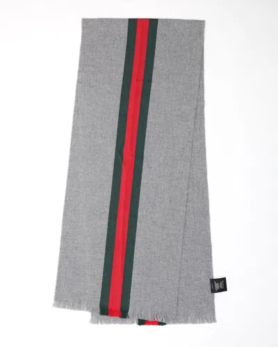 Gucci Bee Shelly Wool Cashmere Scarf In Gray