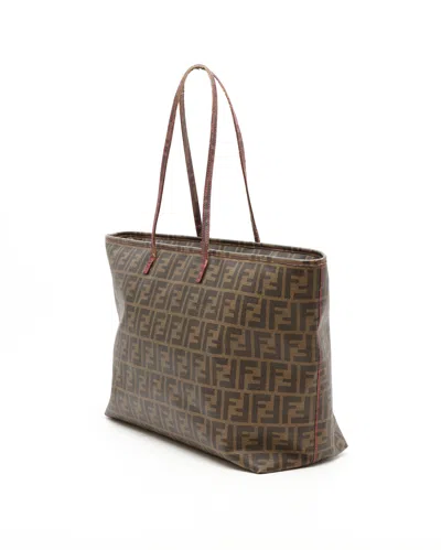Fendi Large Zucca Roll Tote Bag In Brown