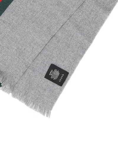 Gucci Bee Shelly Wool Cashmere Scarf In Gray
