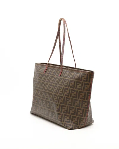 Fendi Large Zucca Roll Tote Bag In Brown
