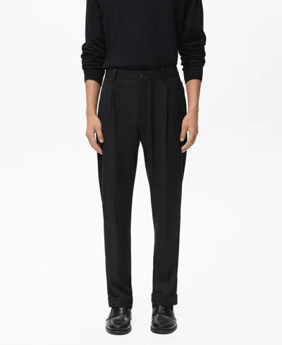 Mango Regular Fit Pleated Pants In Black