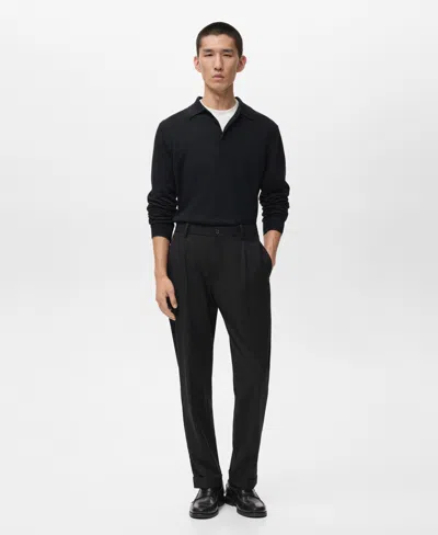 Mango Regular Fit Pleated Pants In Black
