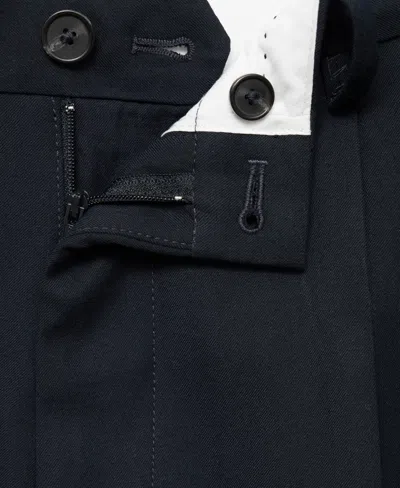 Mango Regular Fit Pleated Pants In Blue