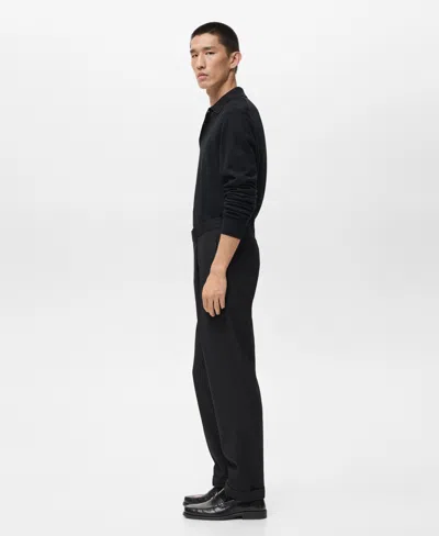 Mango Regular Fit Pleated Pants In Black