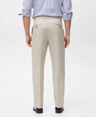 Mango Regular Fit Pleated Cotton Pants In White