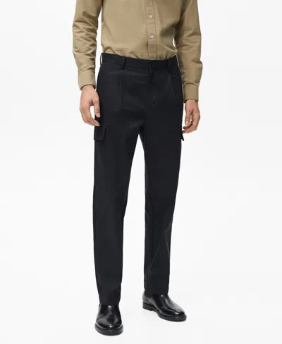 Mango Regular Fit Cargo Pants In Blue