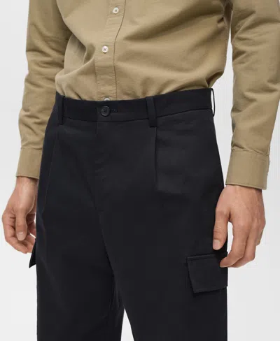Mango Regular Fit Cargo Pants In Blue