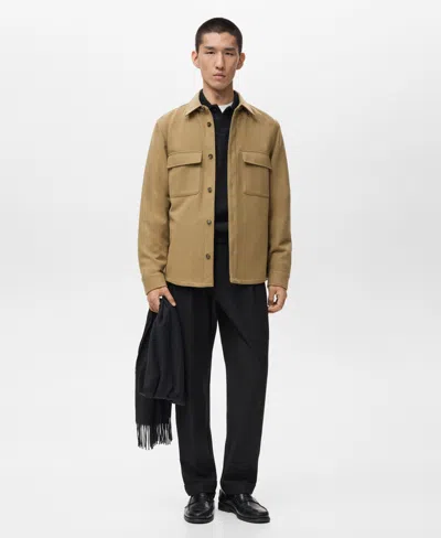 Mango Wool Blend Overshirt In Brown