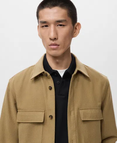 Mango Wool Blend Overshirt In Brown