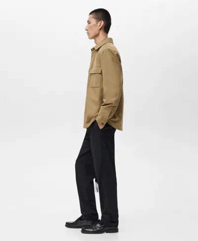 Mango Wool Blend Overshirt In Brown