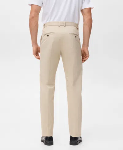 Mango Slim Fit Stretch Cotton Twill Pants In Nude
