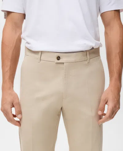 Mango Slim Fit Stretch Cotton Twill Pants In Nude