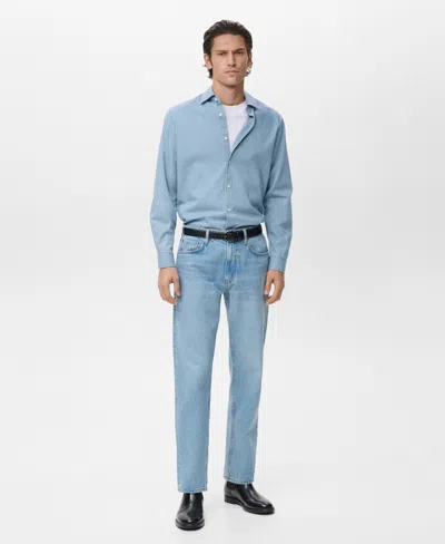 Mango Men's Cotton Chambray Shirt In Blue