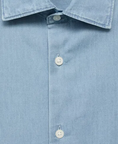 Mango Men's Cotton Chambray Shirt In Blue