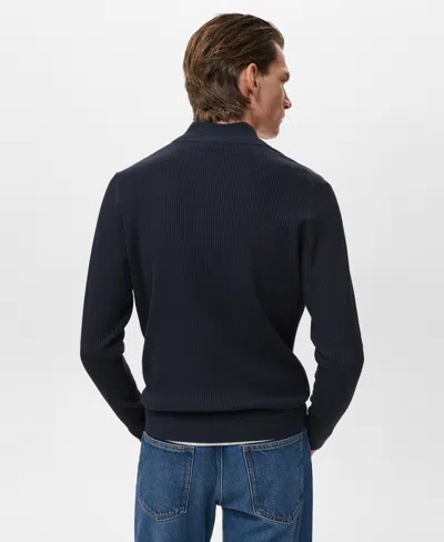 Mango Men's Zip Neck Ribbed Sweater In Blue