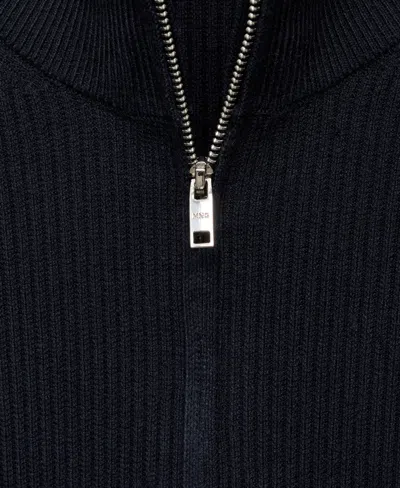 Mango Men's Zip Neck Ribbed Sweater In Blue