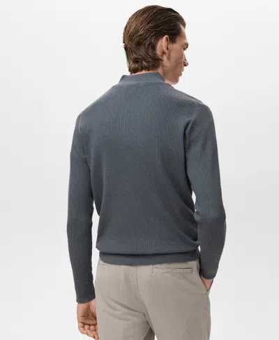 Mango Men's Zip Neck Ribbed Sweater In Gray