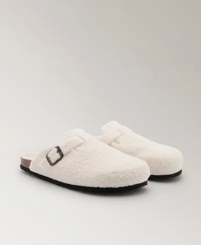 Mango Faux Shearling Clog In White