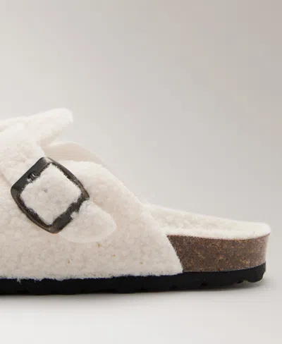 Mango Faux Shearling Clog In White