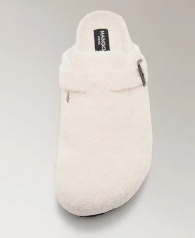 Mango Faux Shearling Clog In White