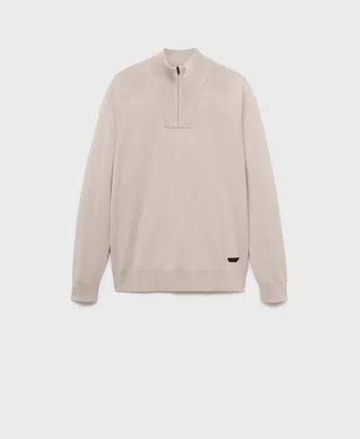 Mango Thermoregulated Quarter Zip Sweater In Animal Print