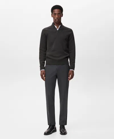 Mango Men's Breathable Zip-neck Sweater In Green