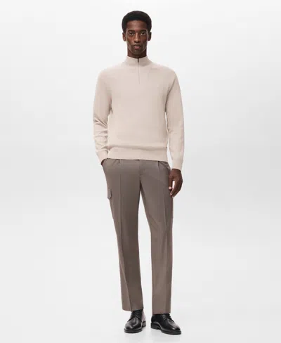 Mango Thermoregulated Quarter Zip Sweater In Animal Print