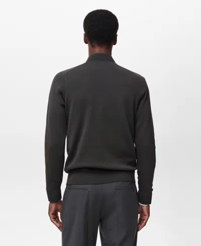 Mango Men's Breathable Zip-neck Sweater In Green