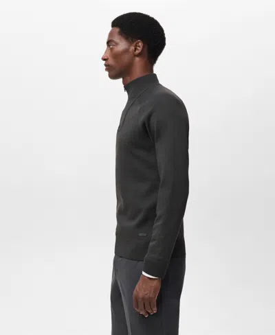 Mango Men's Breathable Zip-neck Sweater In Green