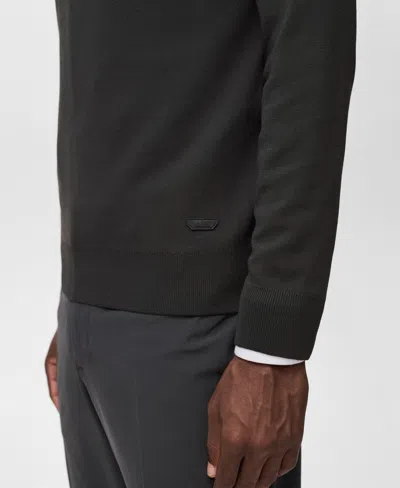 Mango Men's Breathable Zip-neck Sweater In Green