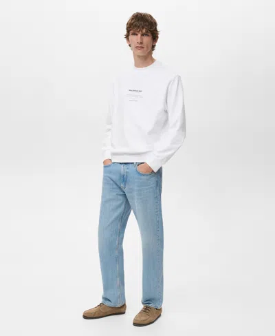 Mango Cotton Graphic Print Sweatshirt In White