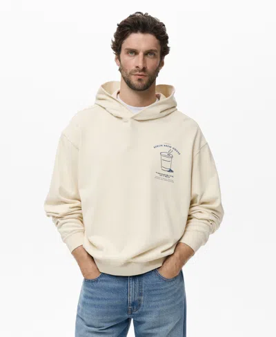 Mango Men's Graphic Hooded Sweatshirt In Neutral