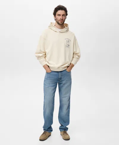 Mango Men's Graphic Hooded Sweatshirt In Neutral