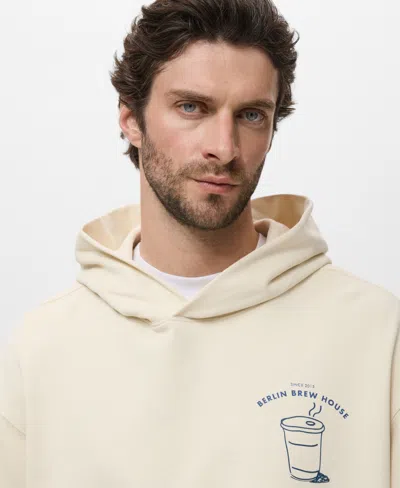 Mango Men's Graphic Hooded Sweatshirt In Neutral