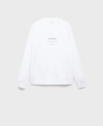 Mango Cotton Graphic Print Sweatshirt In White